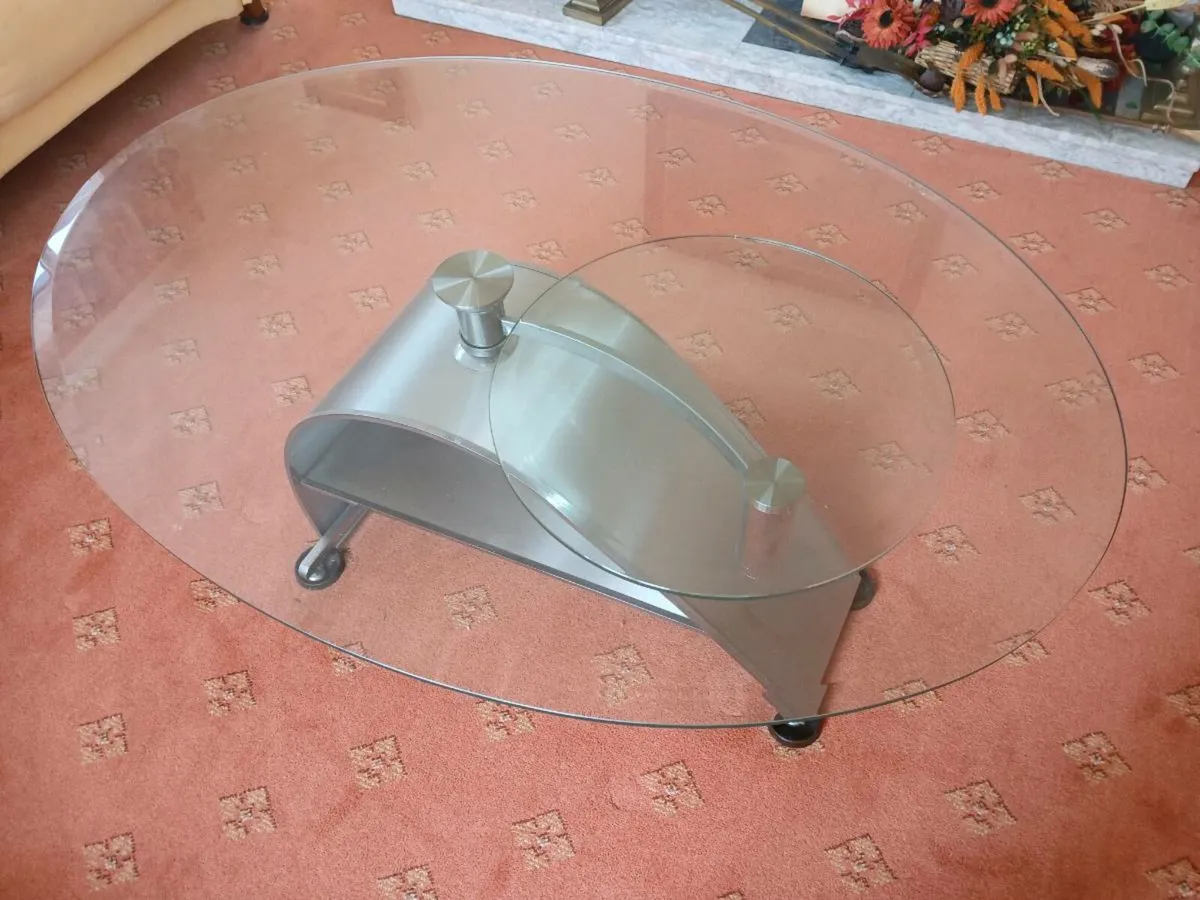 Glass coffee table, extendable glass leaf, as new. - Image 4
