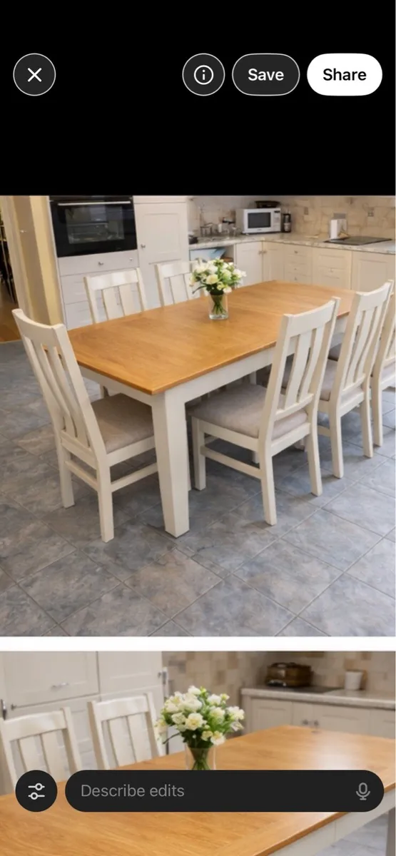 Solid extendable dining table + 6 chairs. Extendab