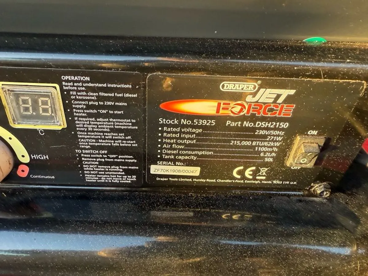 Draper 215000 BTU diesel, kerosene space heater - Image 4