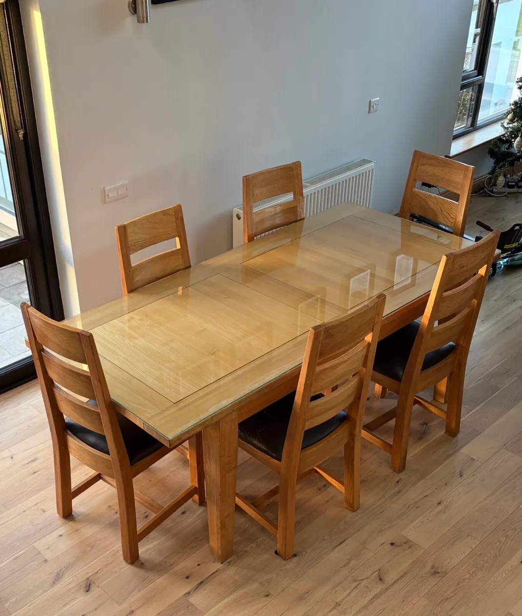 Oak Dining Table and Chairs - Image 1