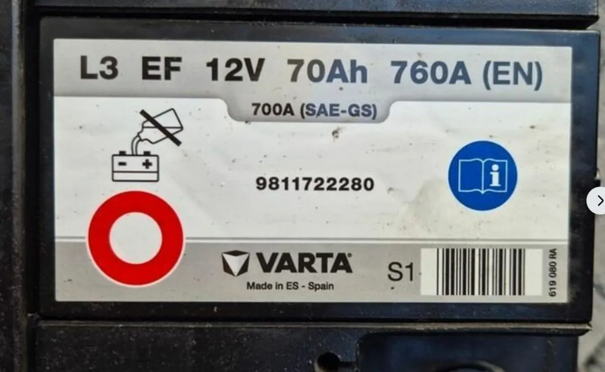 Varta Car battery 12V, 70Ah, 760A. - Image 2
