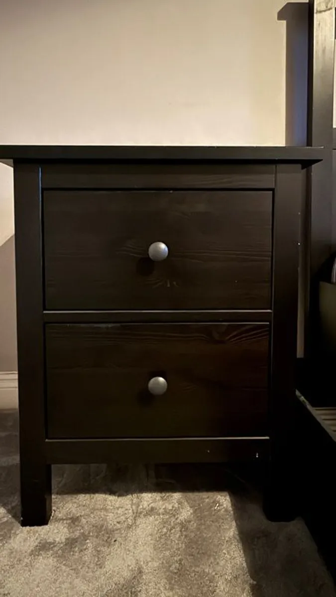 IKEA Hemnes Double Bed + Mattress + Storage Drawer (6 compartments) + Bedside Table - Image 3