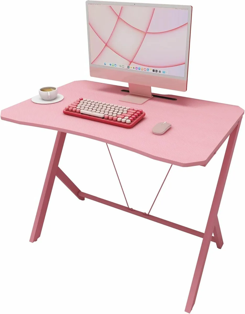 Pink Gaming Desk 90cm Standing PC Table Office, - Image 3