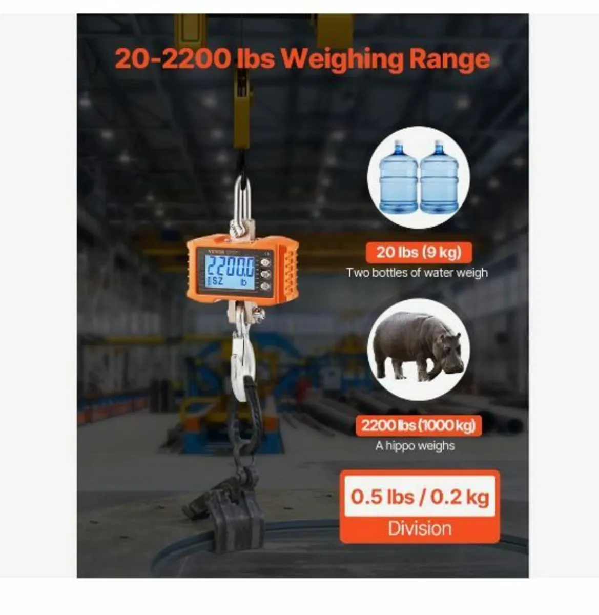 Digital Crane Scale, 2200 lbs/1000 kg - Image 2