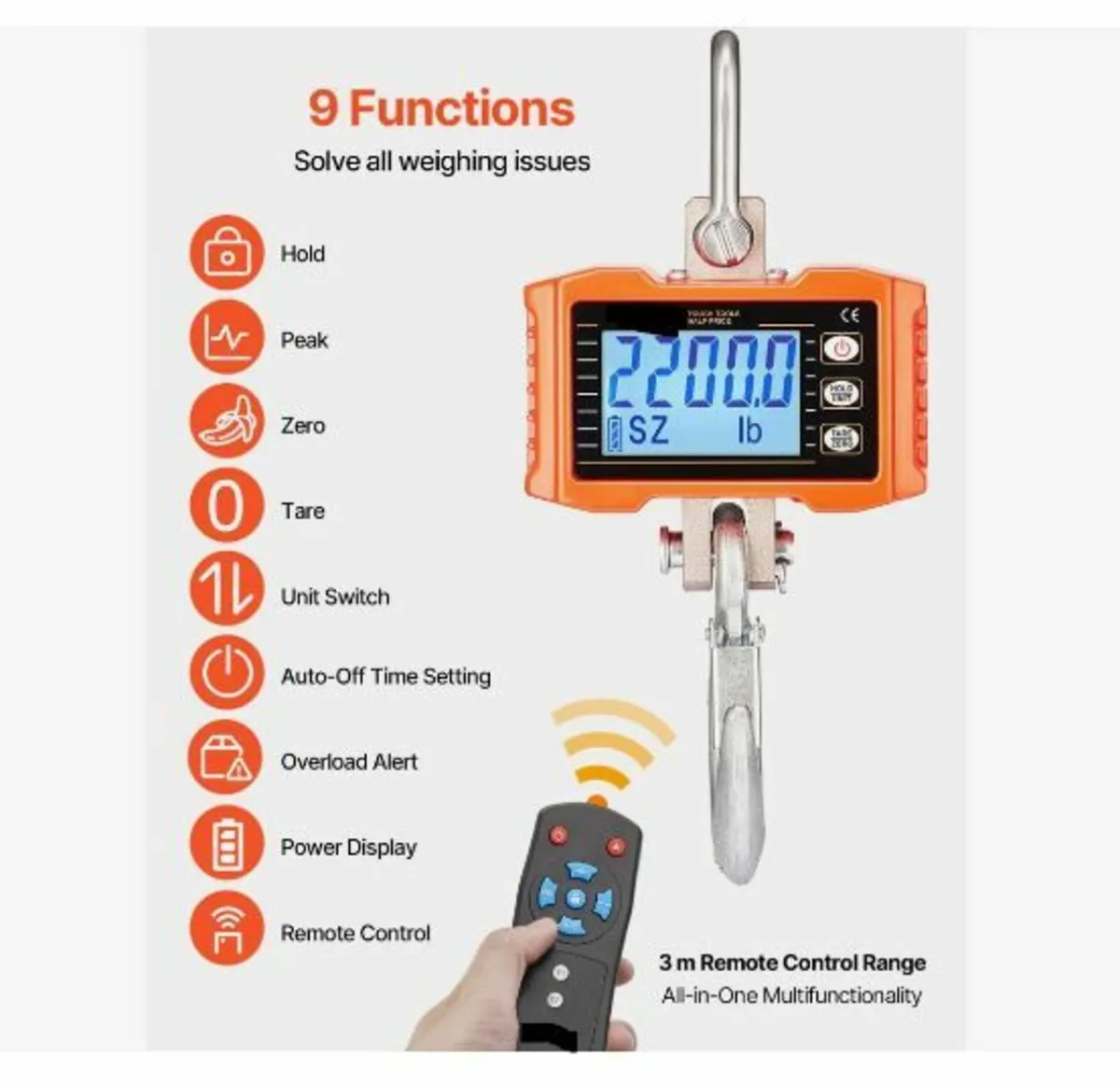 Digital Crane Scale, 2200 lbs/1000 kg - Image 4