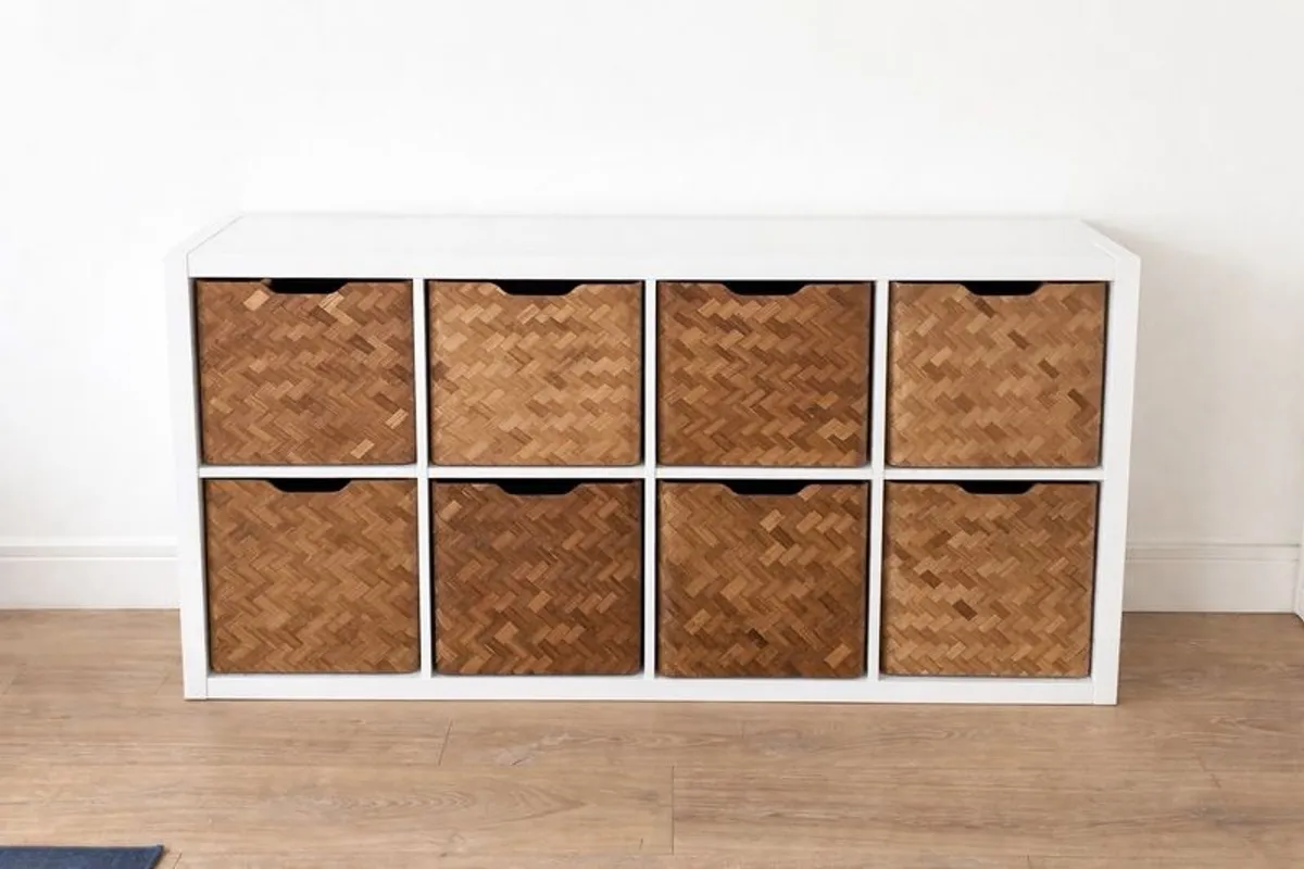 IKEA KALLAX 8-Cube + 8 Woven Drawer Inserts (Stylish Storage)