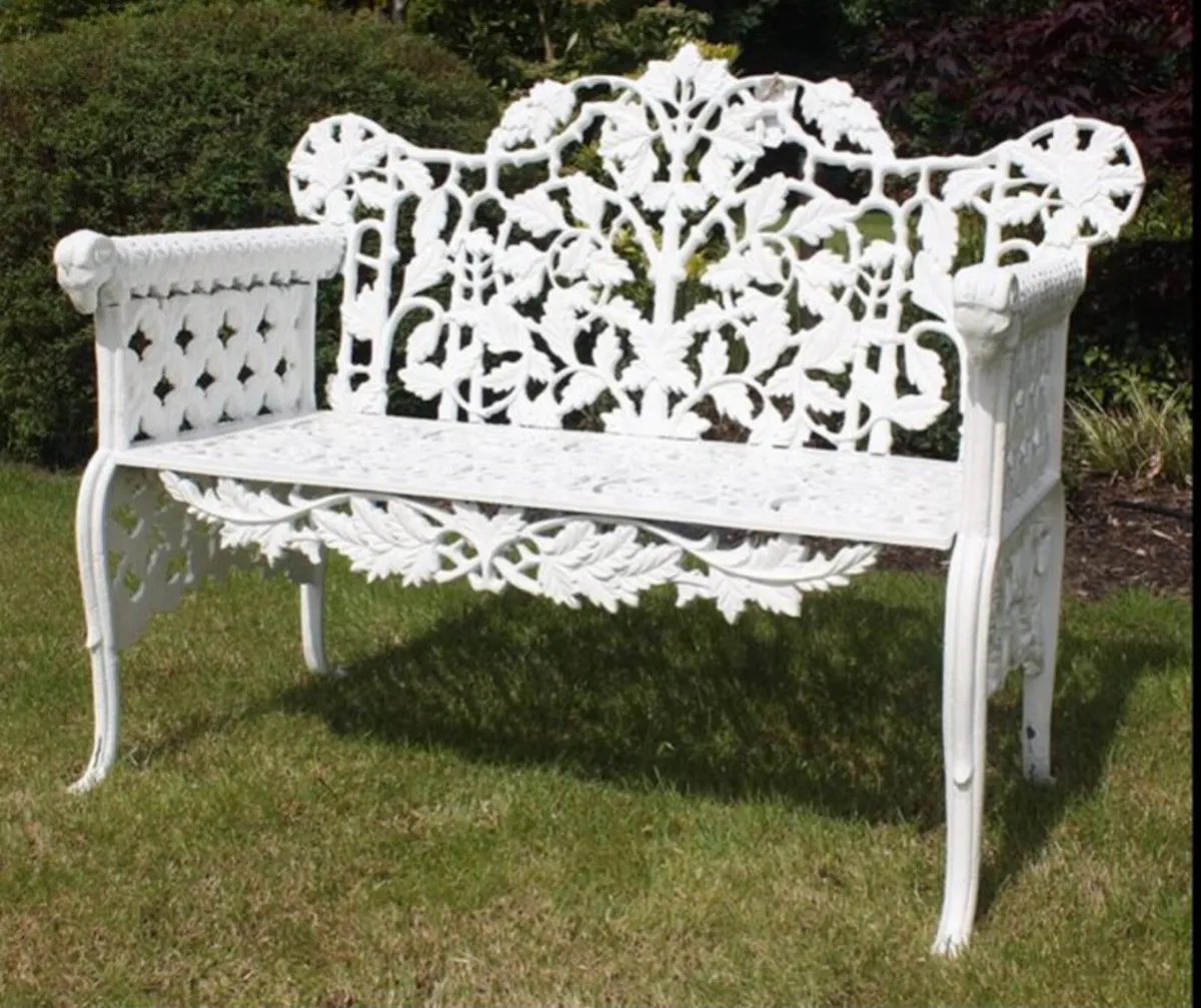 Pair of cast iron garden RAM benchs