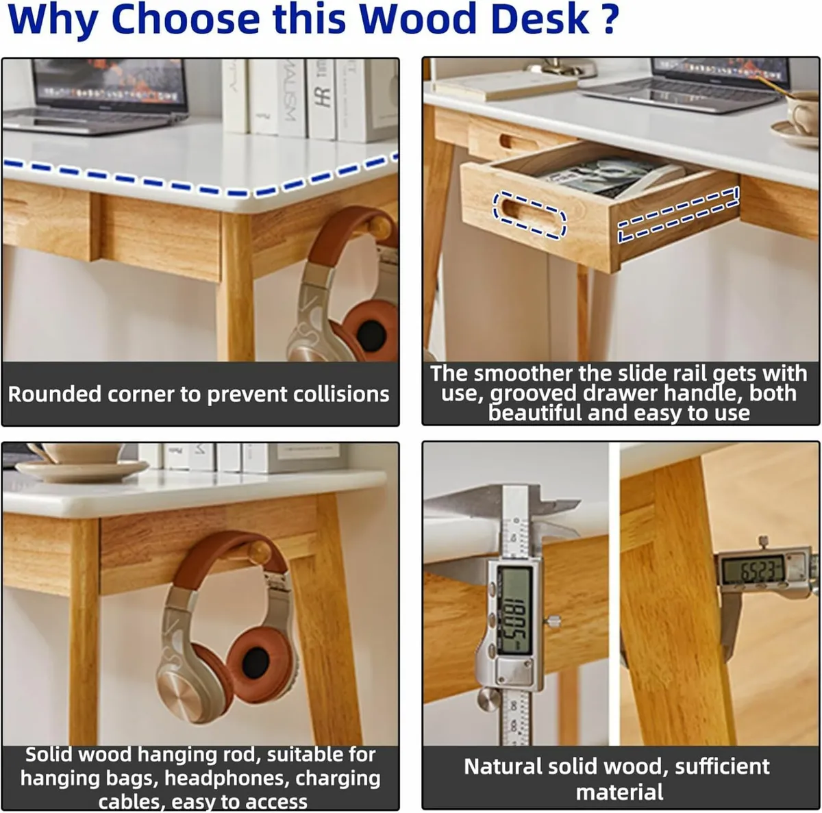 Computer Desk Dining table Table Drawer 100x50cm - Image 4