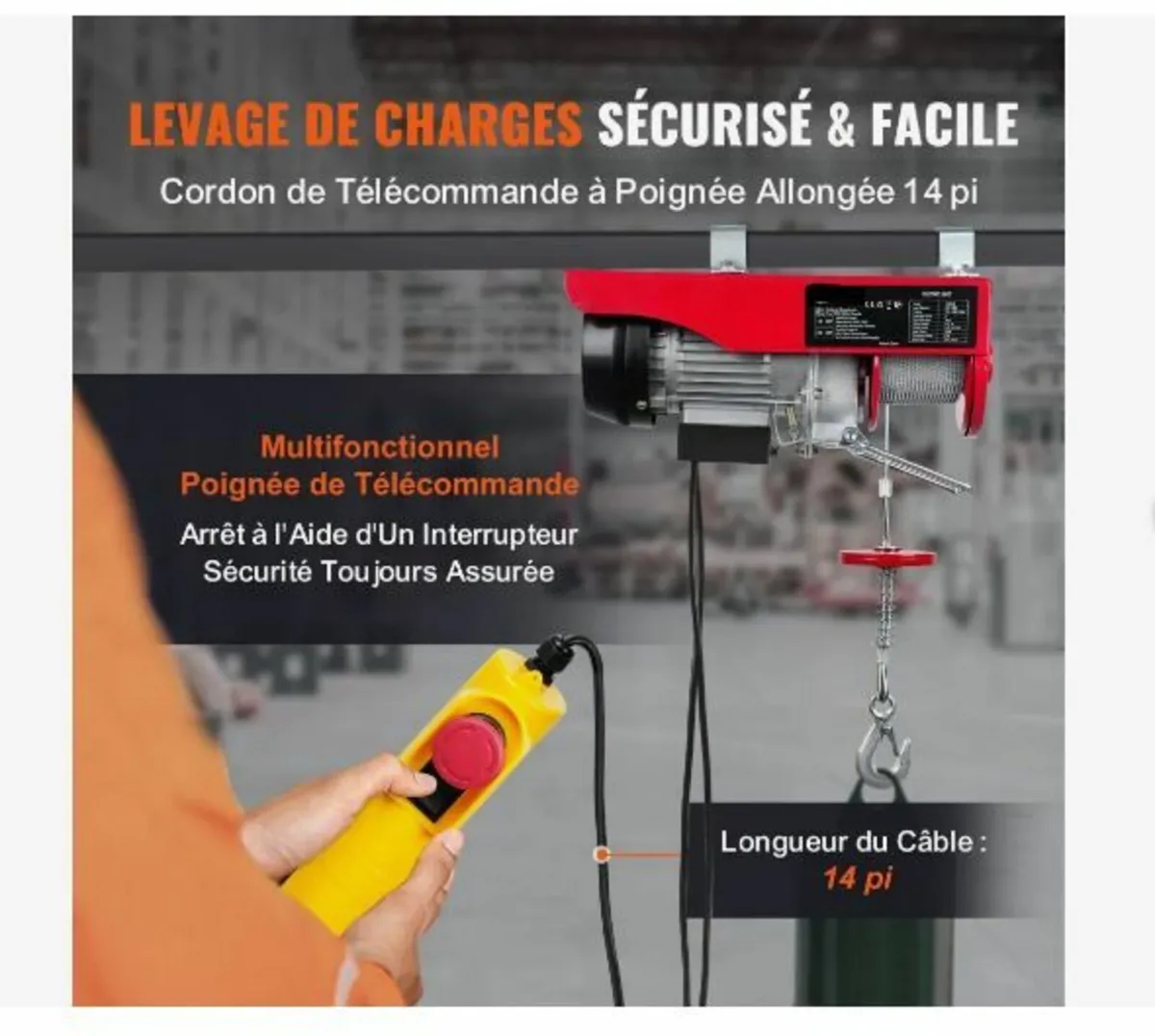 Electric Hoist, 249.5 kg Lifting Capacity, 510W - Image 2