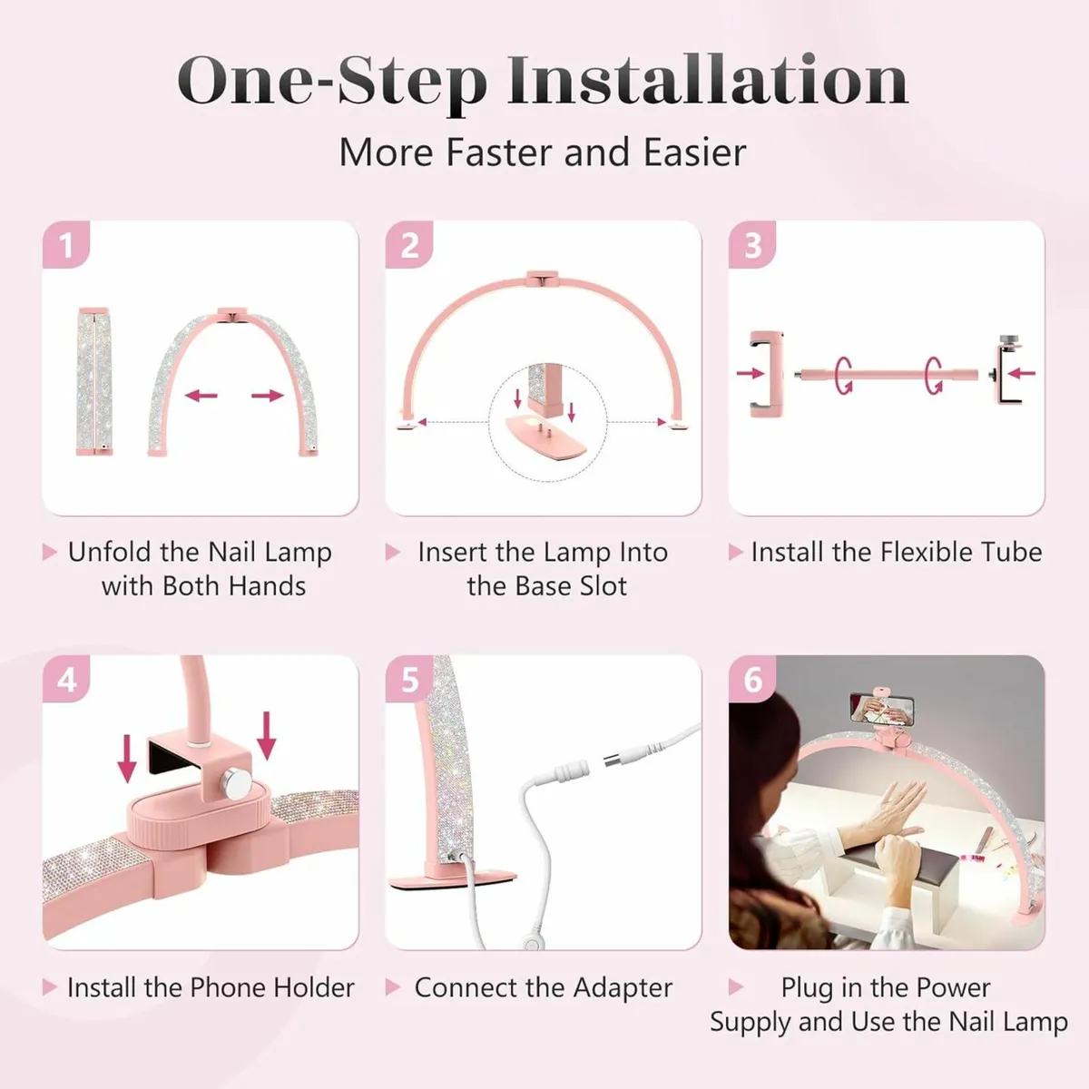 Half Moon Light Nail Desk: 29" Arch Phone Holder - Image 2