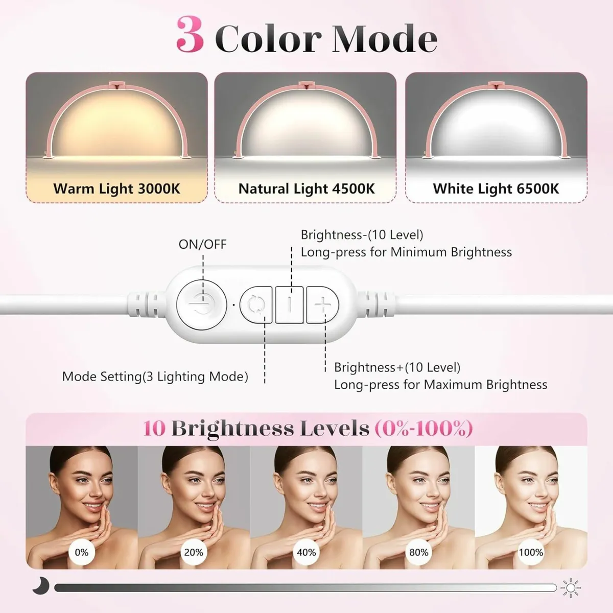 Half Moon Light Nail Desk: 29" Arch Phone Holder - Image 4