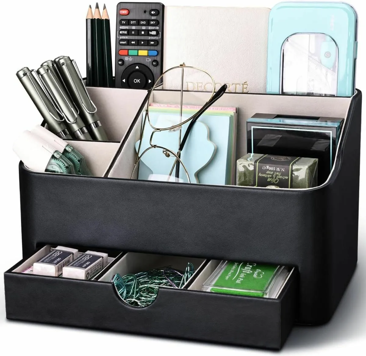 Tidy Organiser makeup Drawer PU Leather Desk - Image 1