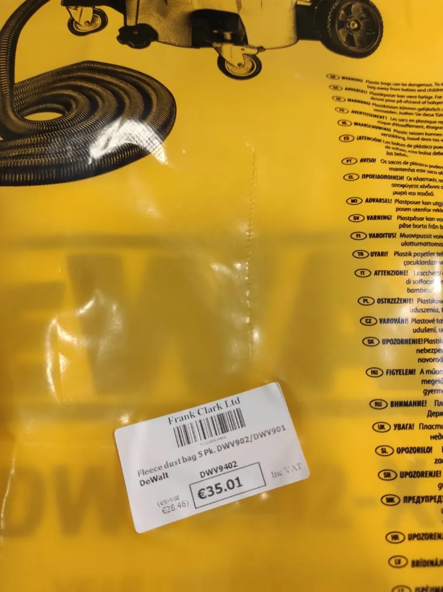 De Walt DWV902/DWV901 Dust Bag 5Pk - Image 2