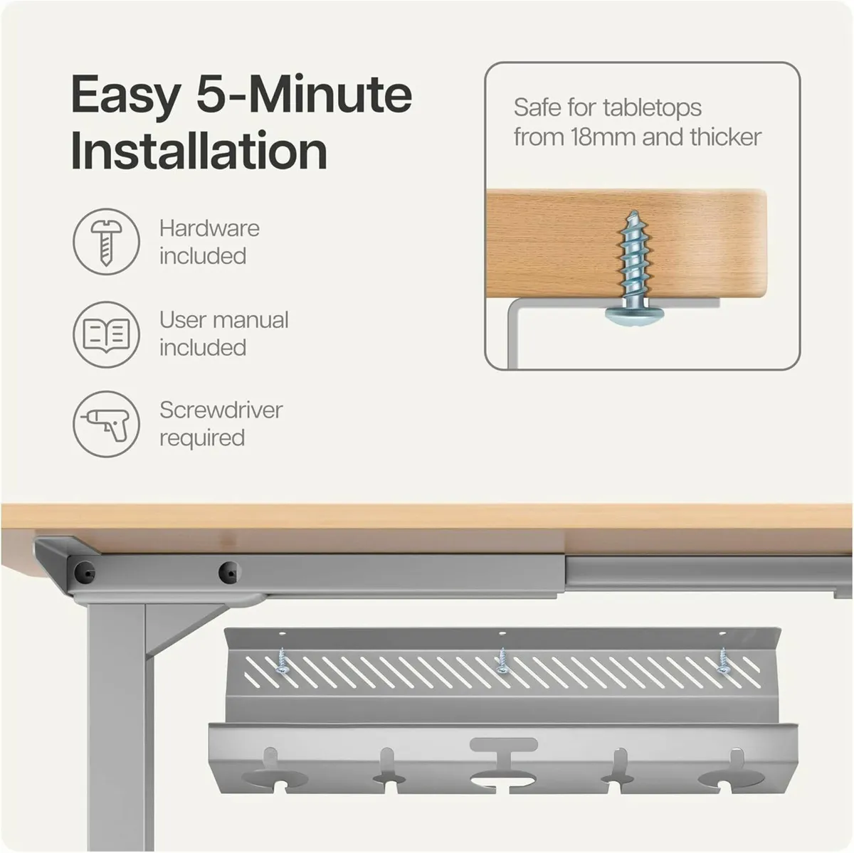 Cable Duct Desk Grey Set of 2 Stainless Steel - Image 2
