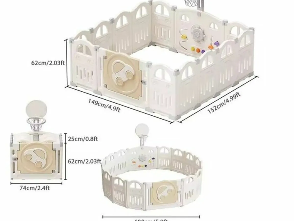 Playpen large foldable with hoops  and balls - Image 2