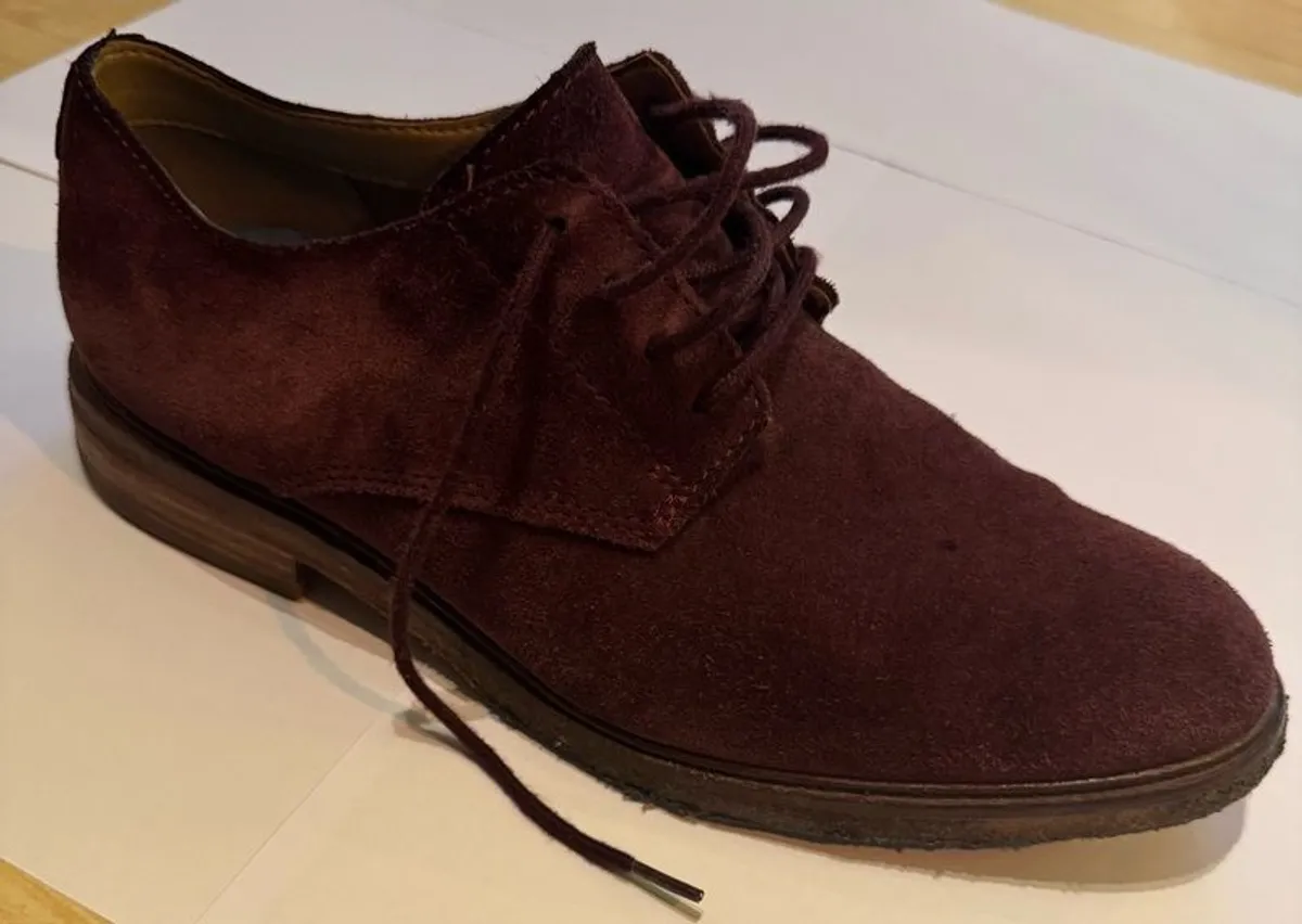 Clarke's Burgundy Suede Derby Shoe (size 8) - Image 1