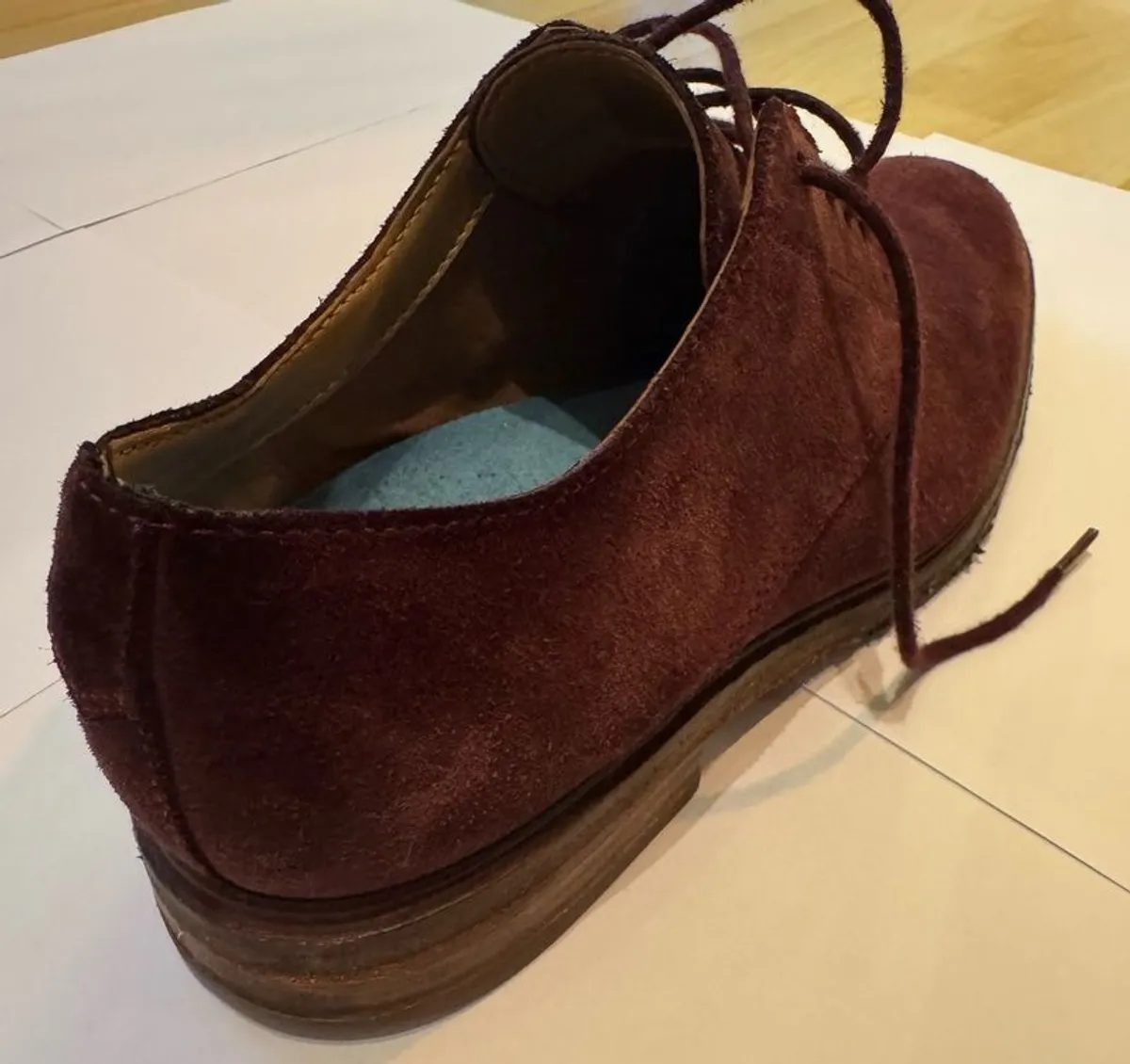 Clarke's Burgundy Suede Derby Shoe (size 8) - Image 2