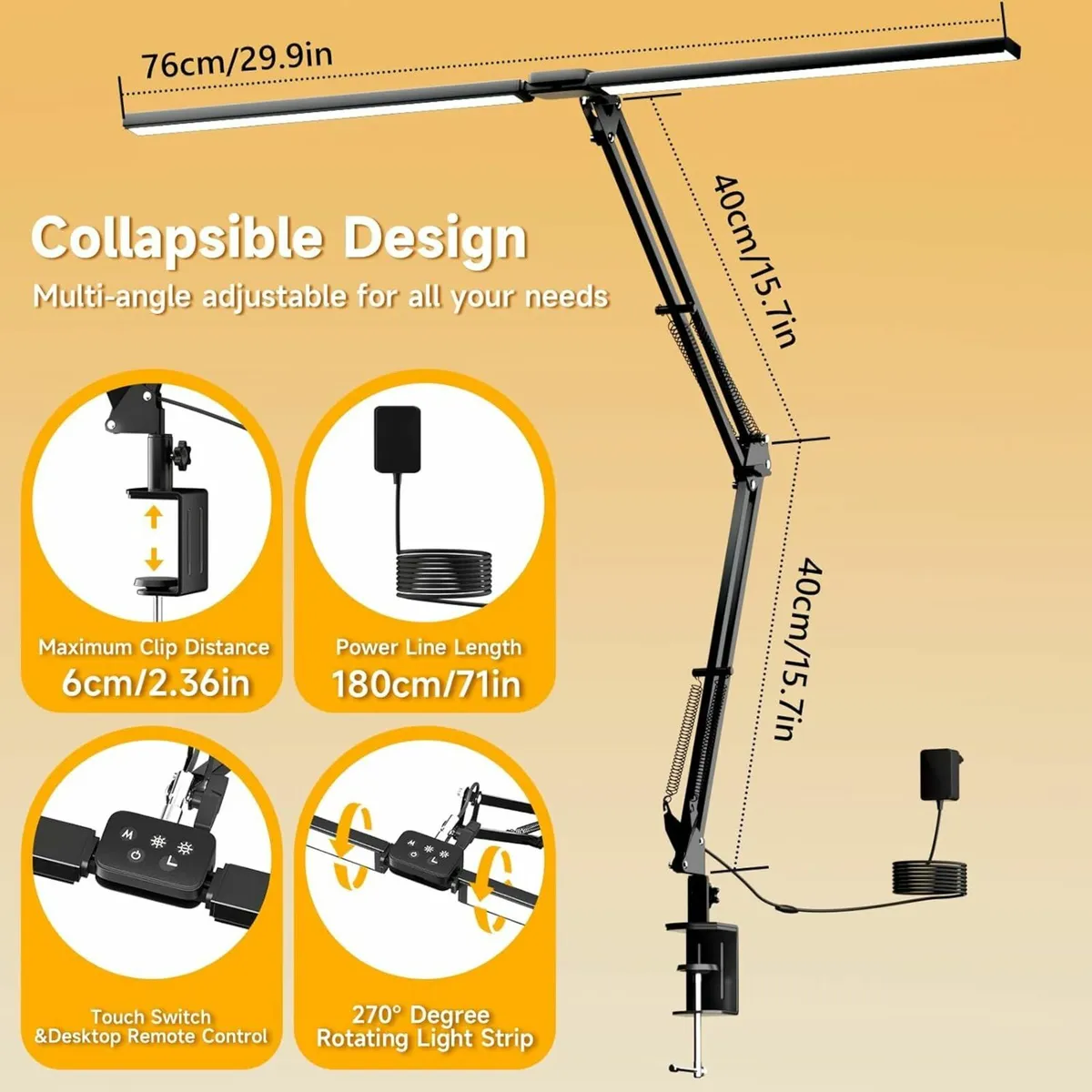 LED Lamp Double Head Desk Light Remote Control - Image 2