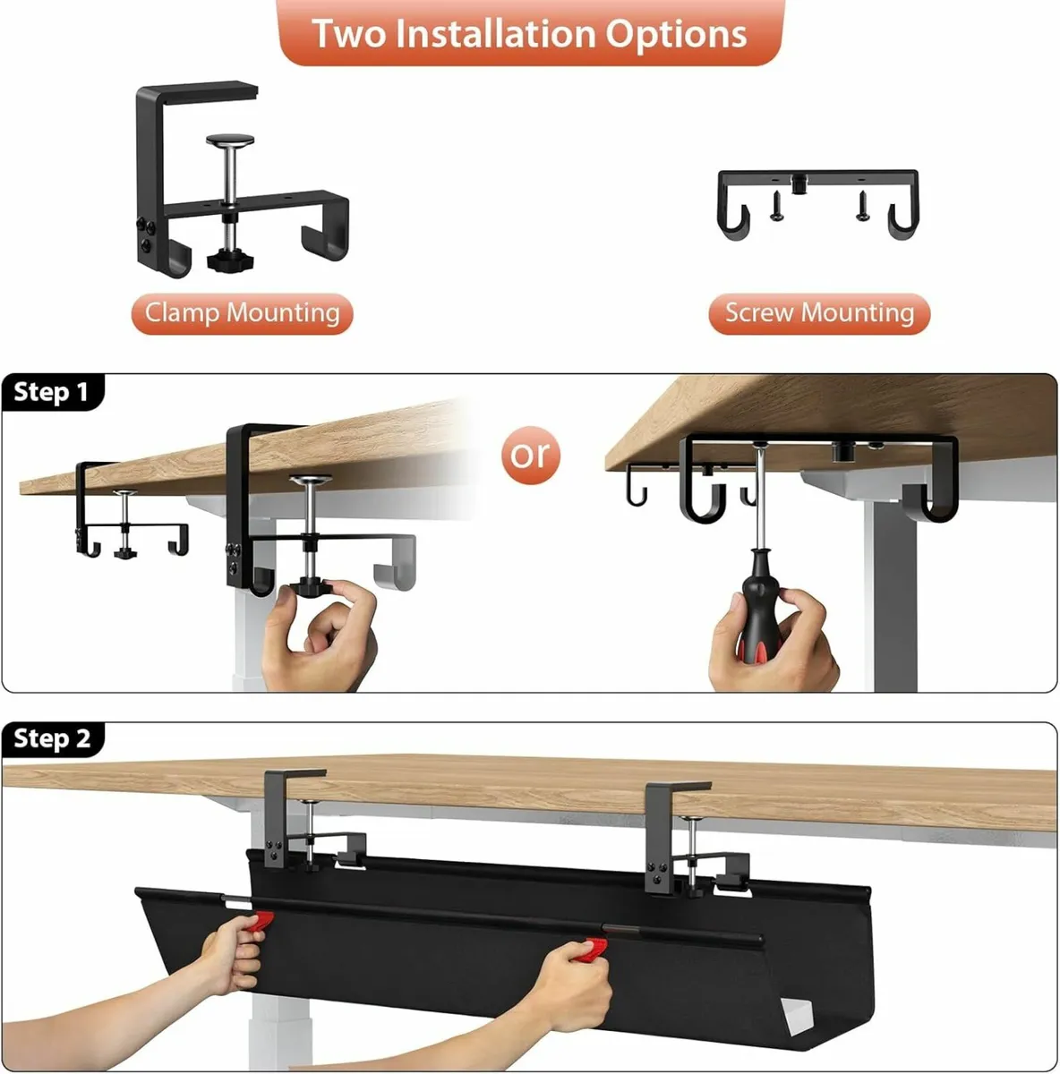 Under Desk Cable Management Tray Office Home - Image 2