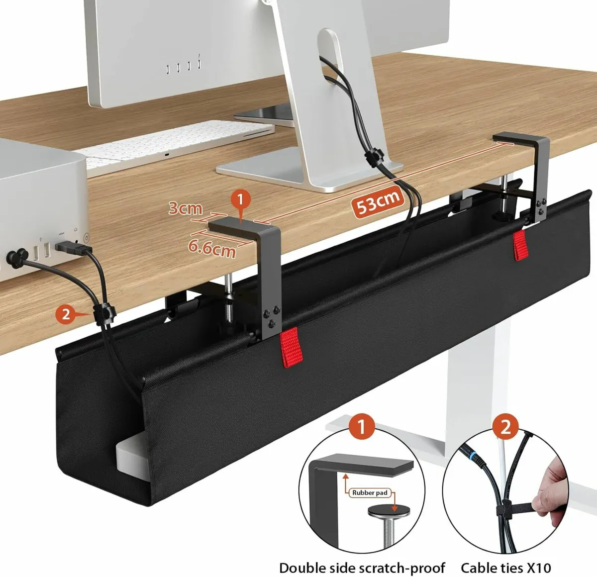 Under Desk Cable Management Tray Office Home - Image 1