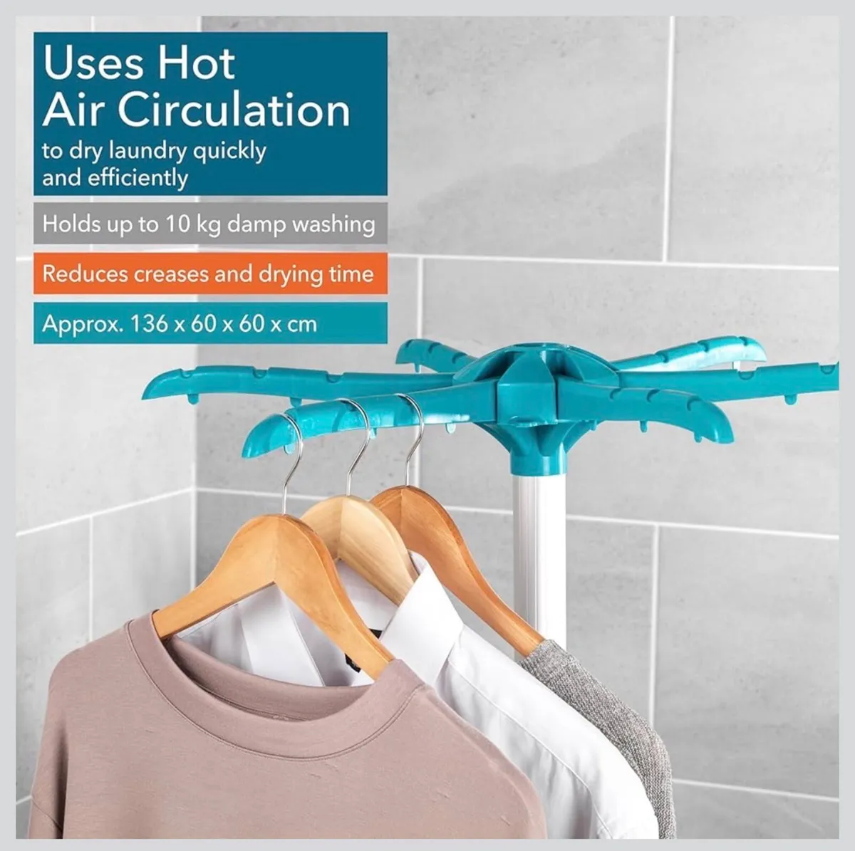 Electric Heated Clothes Airer/dryer with Cover - Image 3