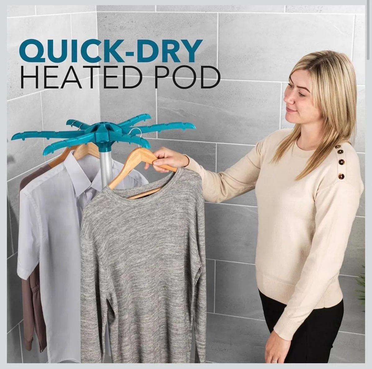 Electric Heated Clothes Airer/dryer with Cover - Image 4