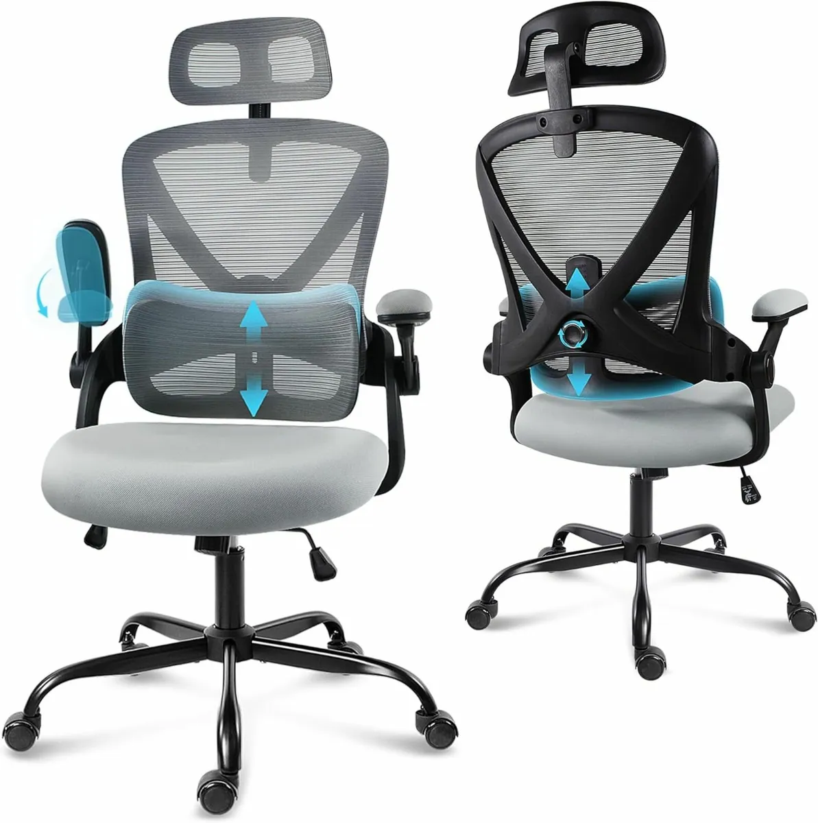 Ergonomic Office Mesh Desk Chair Padded Armrests - Image 1