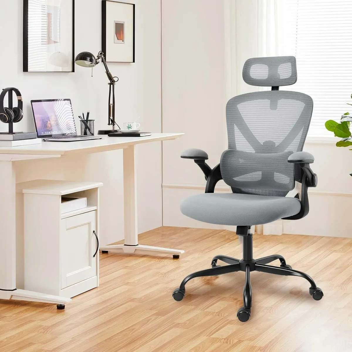 Ergonomic Office Mesh Desk Chair Padded Armrests - Image 3