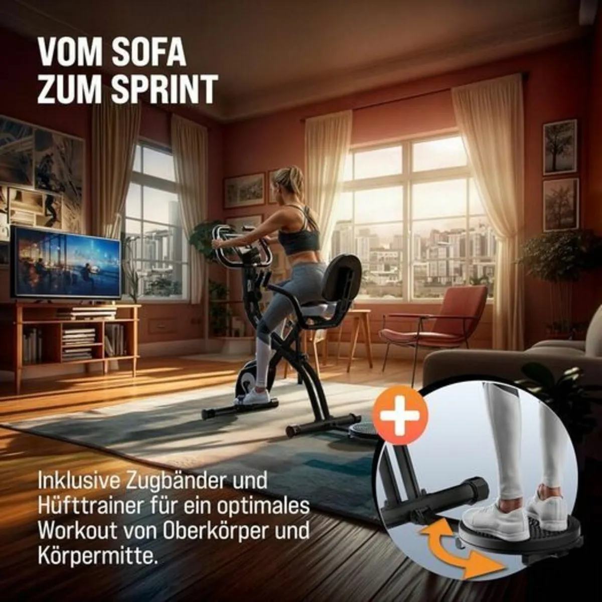 Foldable Exercise Bike 4 in 1with Resistance Bands - Image 3