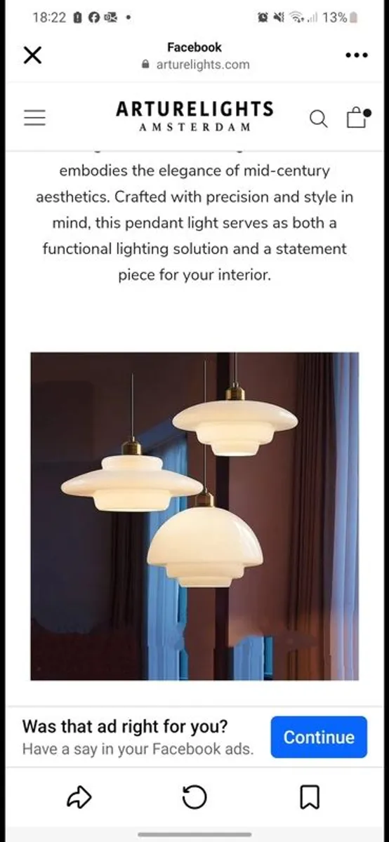 3 x Mid-Century Style Pendent Lights - Image 1