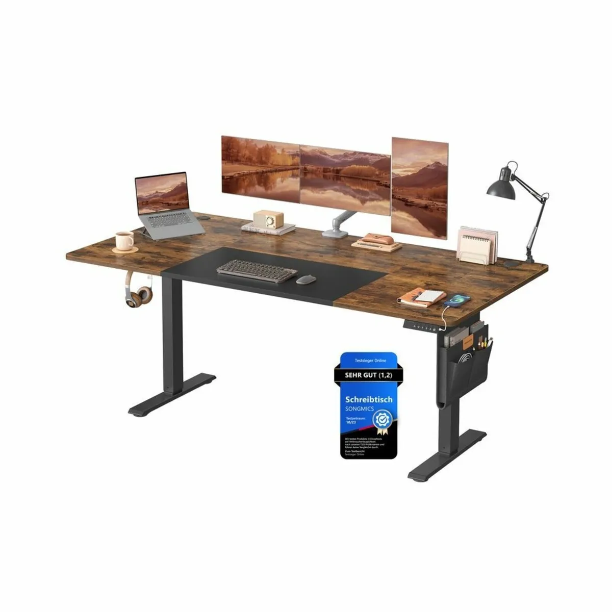 Electric Height Adjustable Desk 180 x 80 cm XL Vin - Image 1