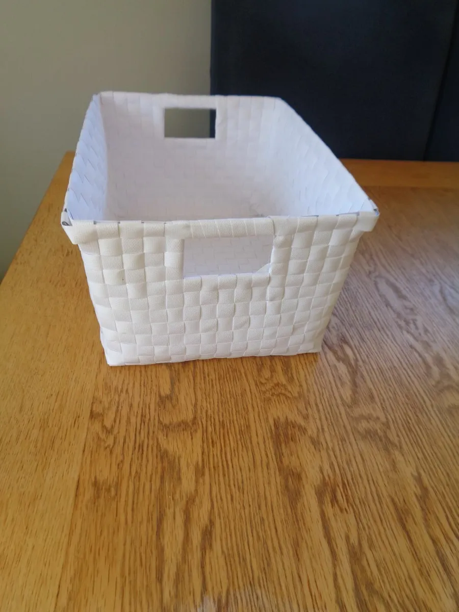 White Woven Storage Basket for Sale - Image 3