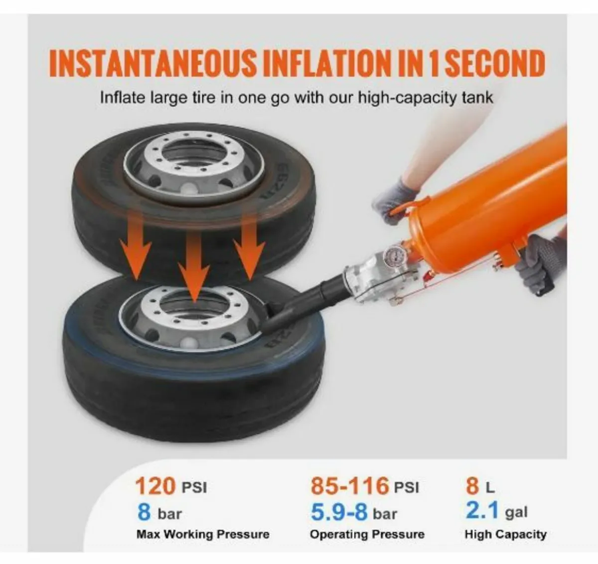 Tire Seater, 2.1 Gal/8 L Air Tire Blaster - Image 3