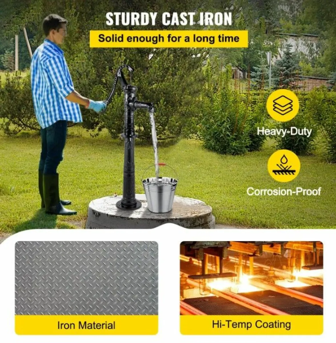 Hand Water Pump w/ Stand, 15.7 x 9.4 x 53.1 inch P - Image 3