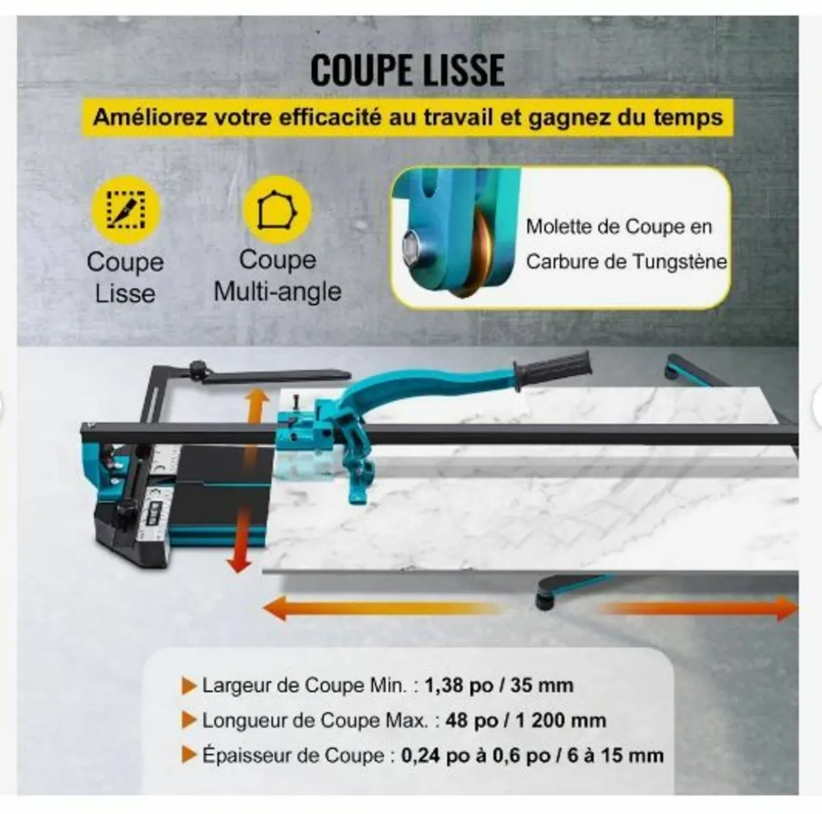 47 Inch Tile Cutter Single Rail Double Brackets - Image 4