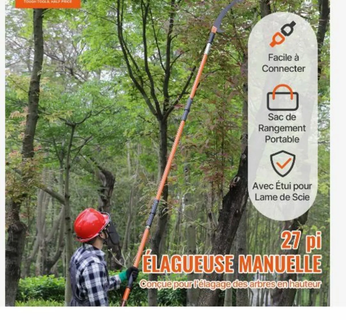 Manual Pole Saw, 2.2 - 8.2 m Extendable Tree Prune - Image 3