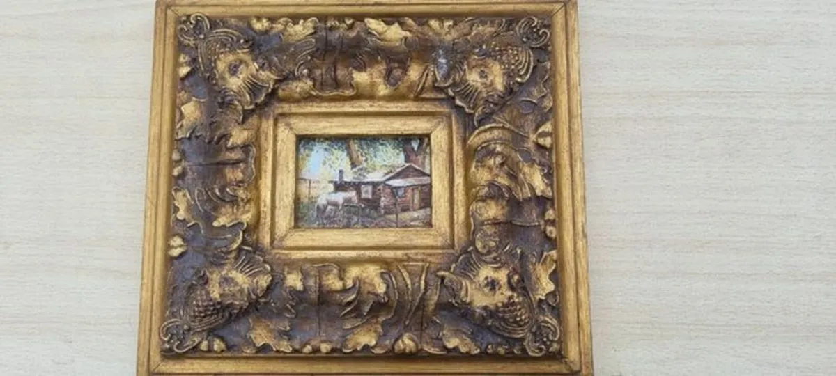 Vintage Miniature Oil Painting on Board - Image 2