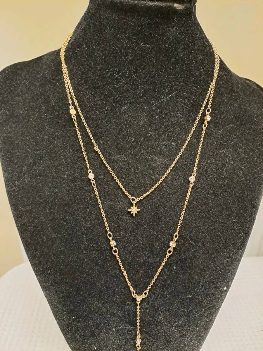 SIX Gold-Tone Layered Star Necklace - Image 2