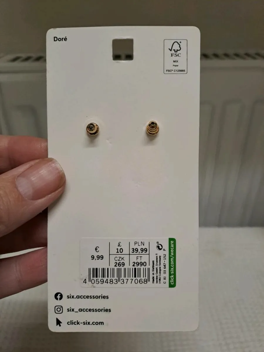 SIX Gold-Plated Drop Chain Earrings - Image 2