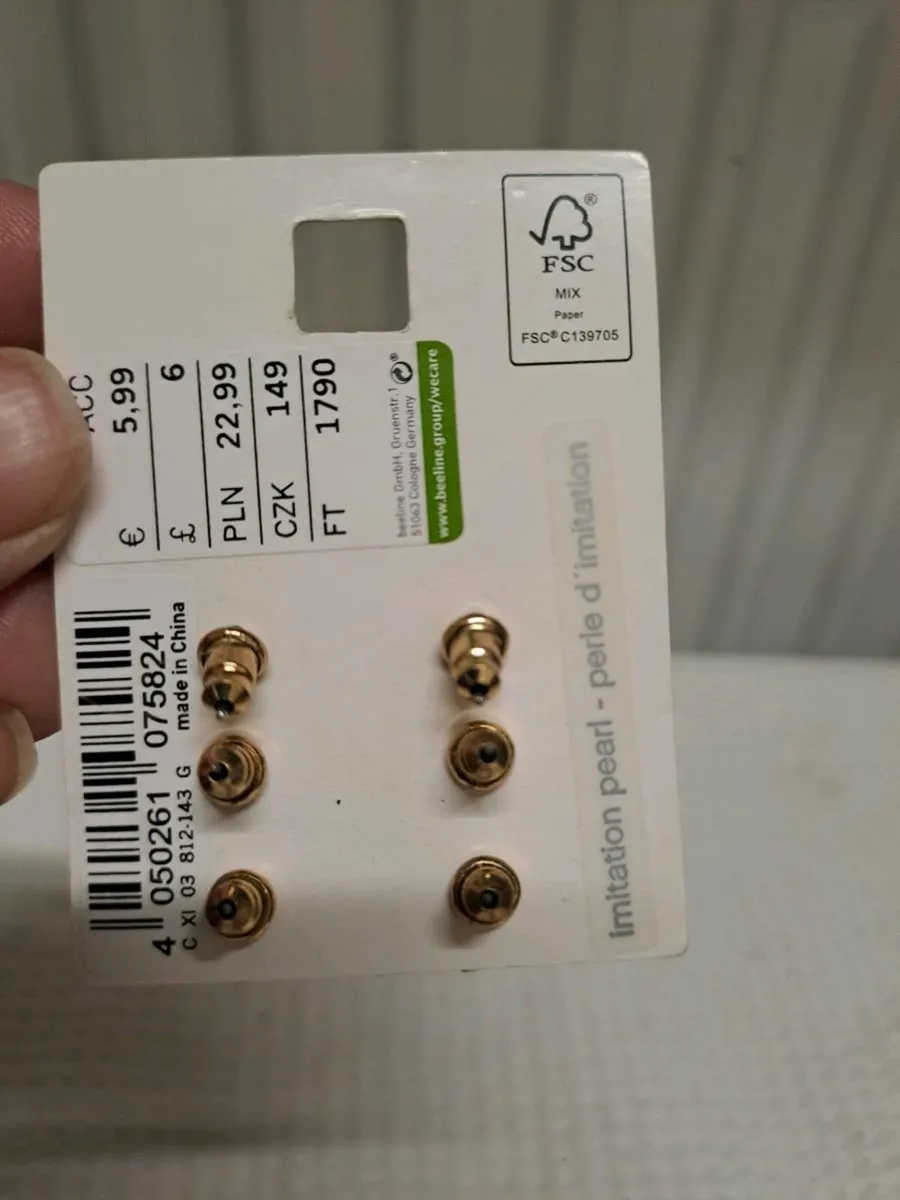 Gold-Tone Stud Earring Set – 3 Pairs - Image 2