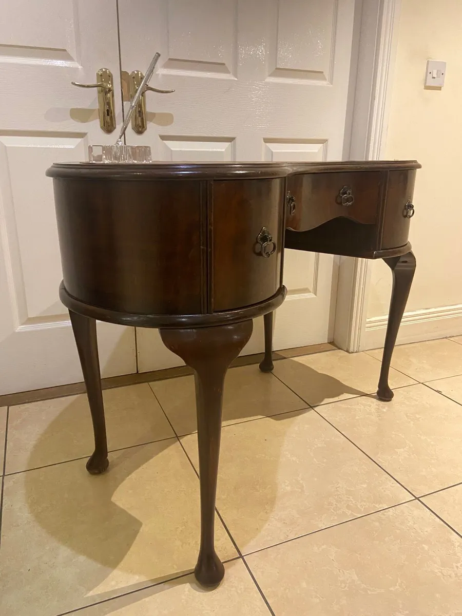 Edwardian leather top writing desk - Image 4