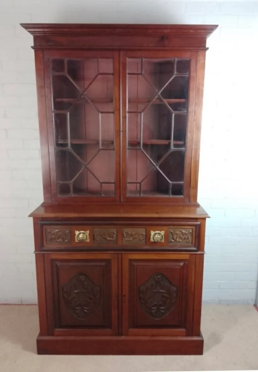 Edwardian tall bookcase cabinet