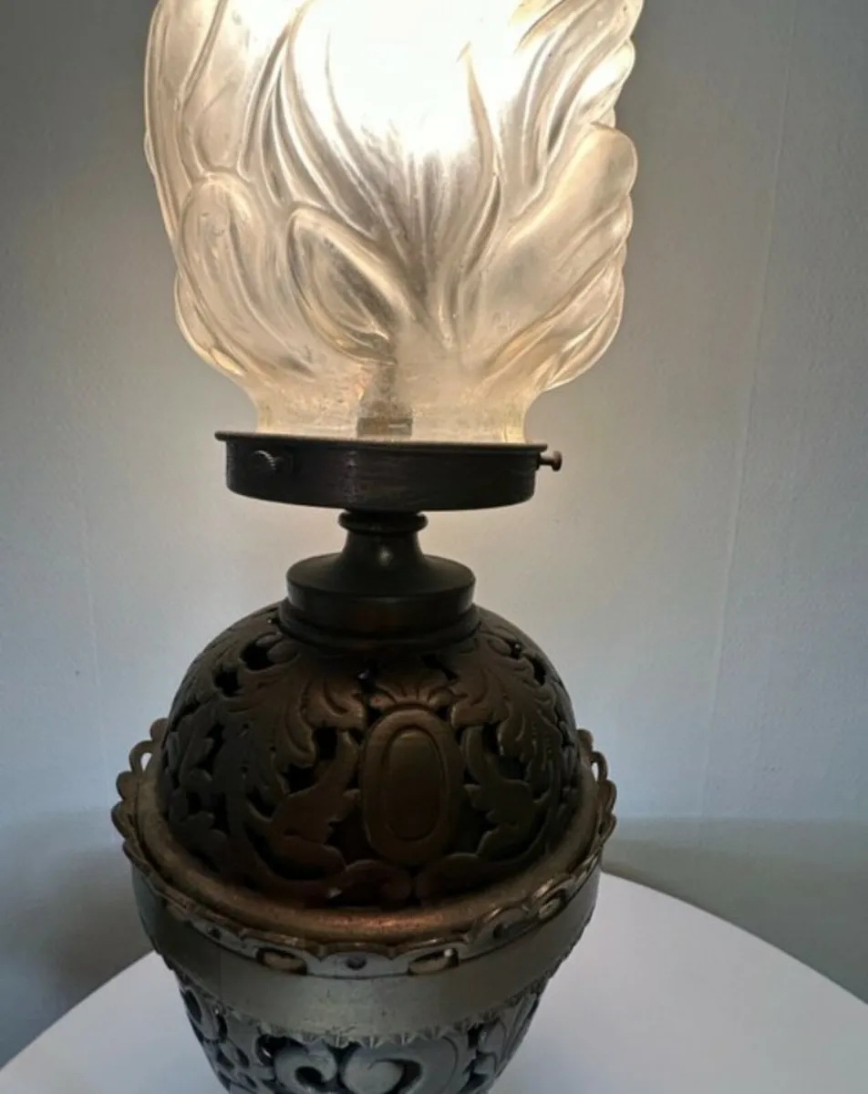 1920s French bronze brass lamp - Image 3