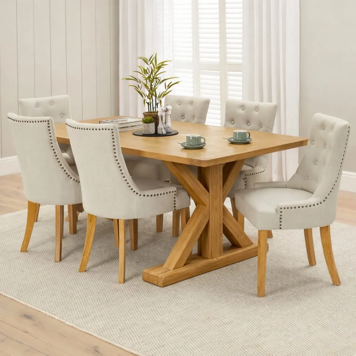 Harvey Large Oak Dining Table X Leg 200cm, New - Image 2