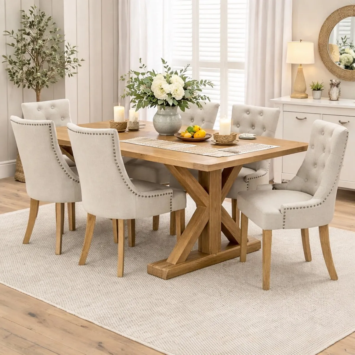 Harvey Large Oak Dining Table X Leg 200cm, New - Image 3