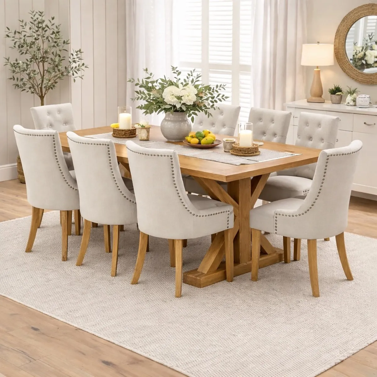 Harvey Large Oak Dining Table X Leg 200cm, New - Image 1