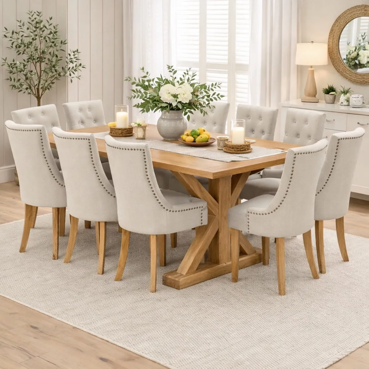 Harvey Large Oak Dining Table X Leg 200cm, New - Image 4