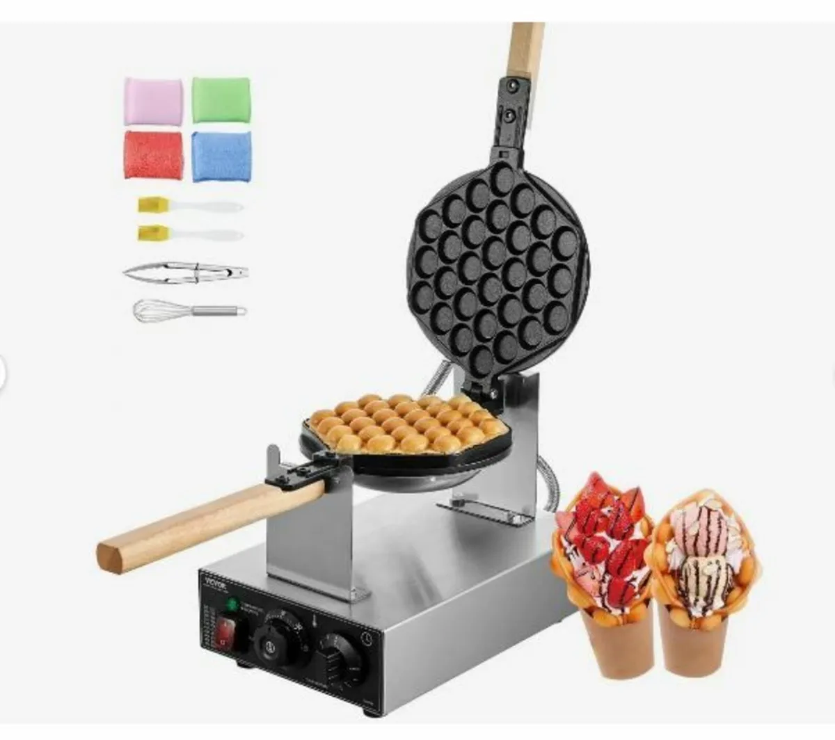 Commercial Bubble Waffle Maker, 1400W Egg - Image 1
