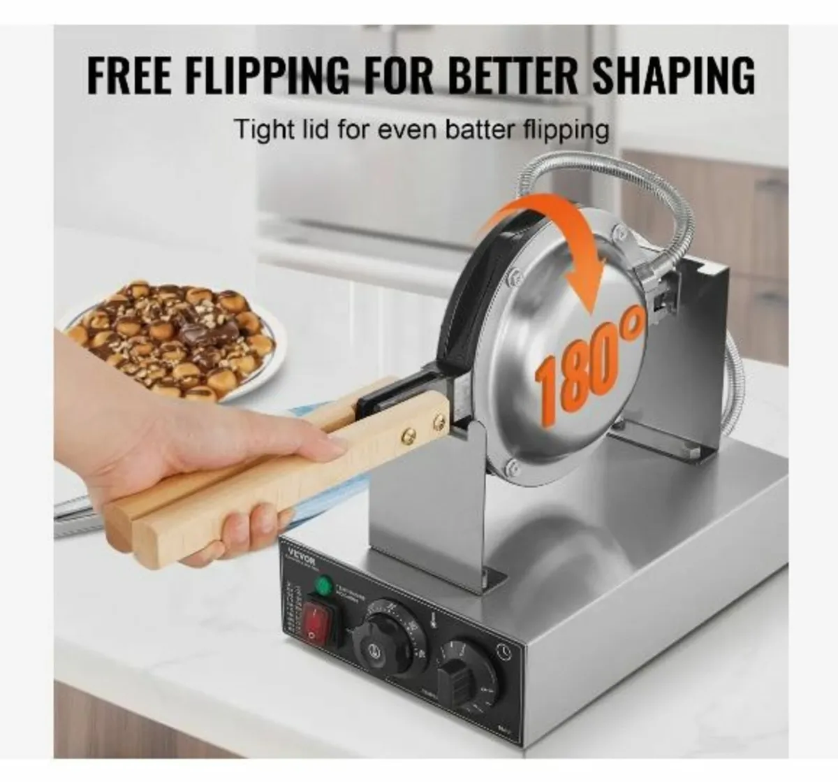 Commercial Bubble Waffle Maker, 1400W Egg - Image 2