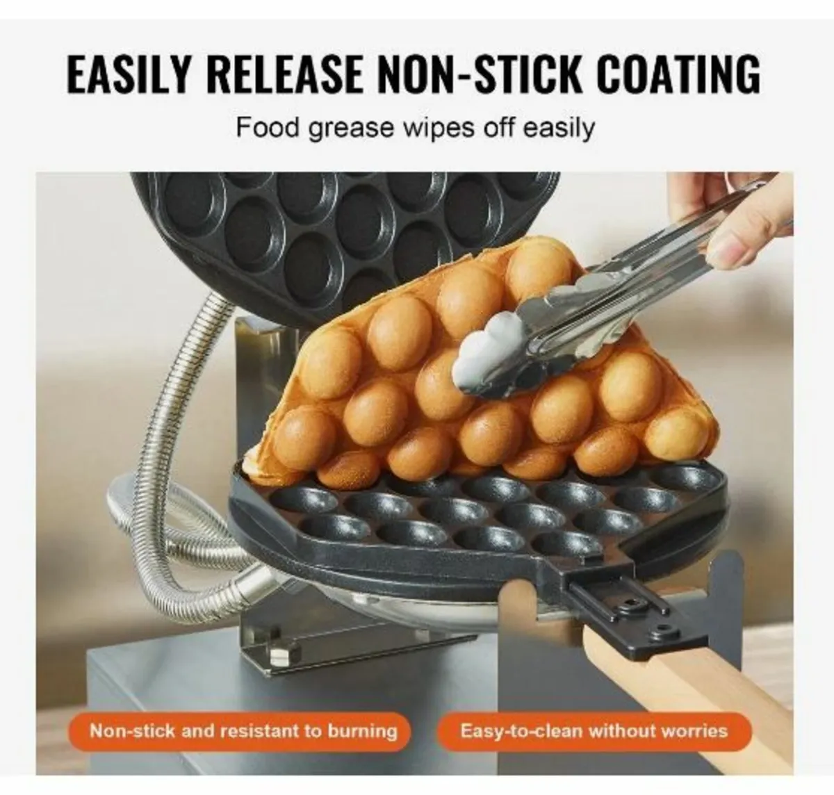 Commercial Bubble Waffle Maker, 1400W Egg - Image 3